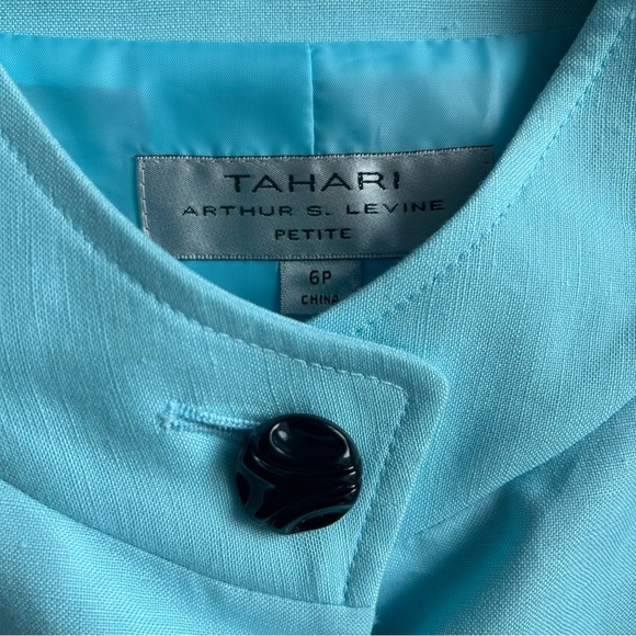 NEW Tahari | Linen Blend Peplum Blazer Jacket - Picture 4 of 10